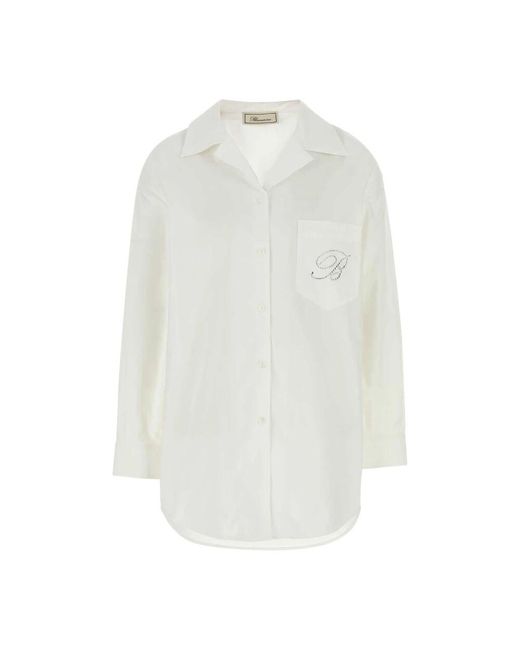Blumarine White Oversize Weiße Popeline Bluse