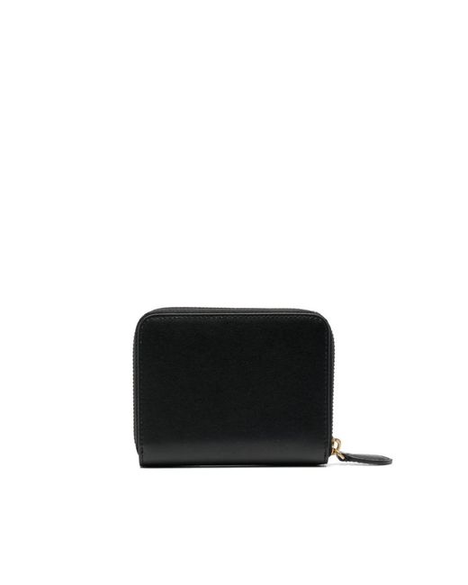 Pinko Black Calf Leather Wallet With Logo Plaque