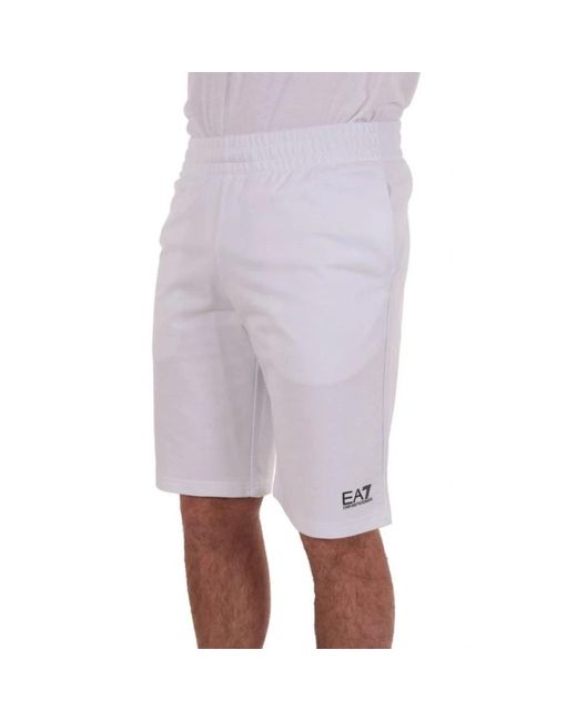 EA7 Korte Broeken ,Wit ,Katoen Logo Series Bermuda Shorts in het Purple voor heren