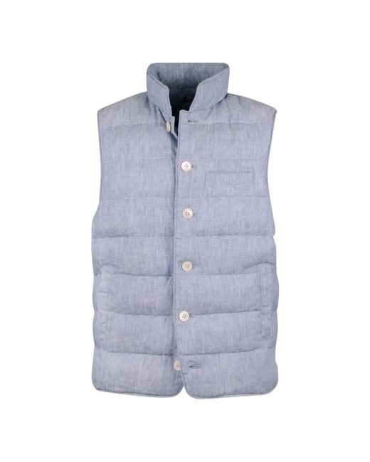 Stenstroms Jassen ,Blauw ,Linnen Gewatteerd Linnen Vest Met Parelmoeren Knopen in het Blue voor heren
