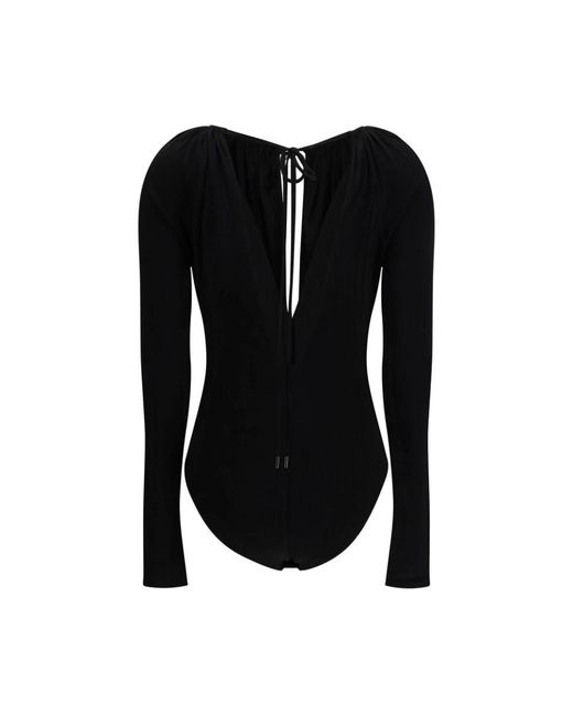 MARINE SERRE Tops ,Zwart ,Jewel Pendant Bodysuit in het Black