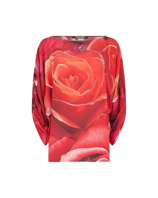 Roberto Cavalli Red Long Sleeve T-Shirts