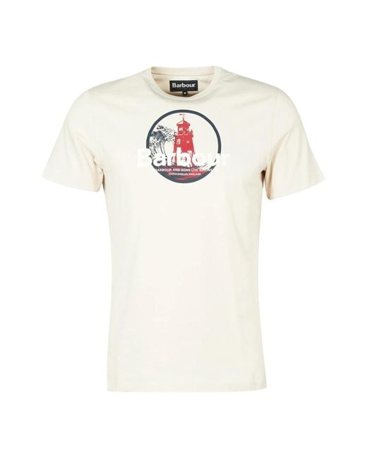 Barbour Men's White Break Graphic-print T-shirt Rainy Day L