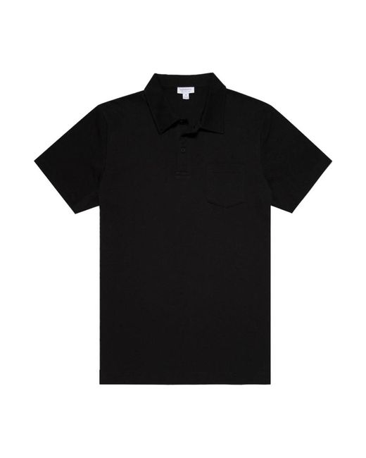 Sunspel Black Polo Shirts for men