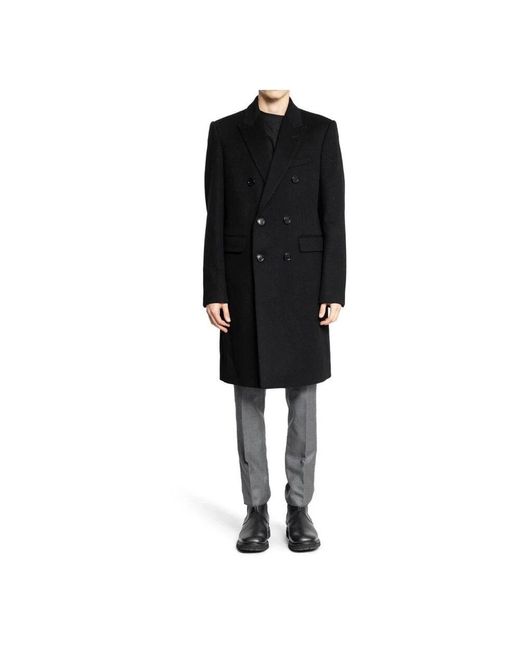 Céline Klassischer Wollmantel Mit Logoknöpfen in Black für Herren