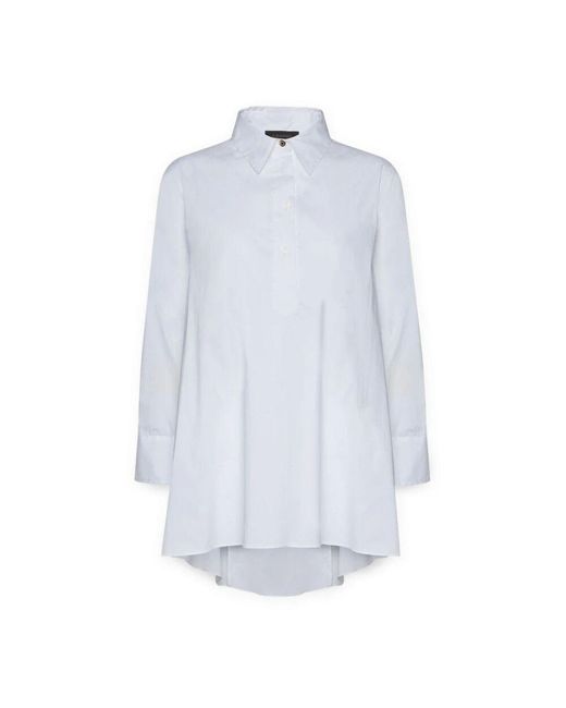 Elena Miro Blue Weite Popelinebluse