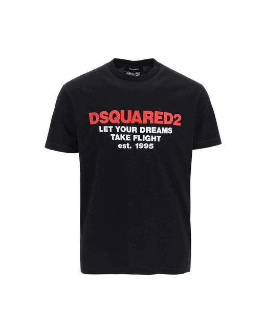DSquared² Schwarzes baumwoll-logo-print-t-shirt in Black für Herren
