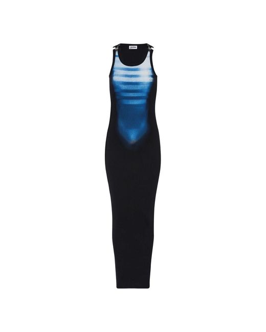 Jean Paul Gaultier Blue Sleeveless Maxi Dress With Striking