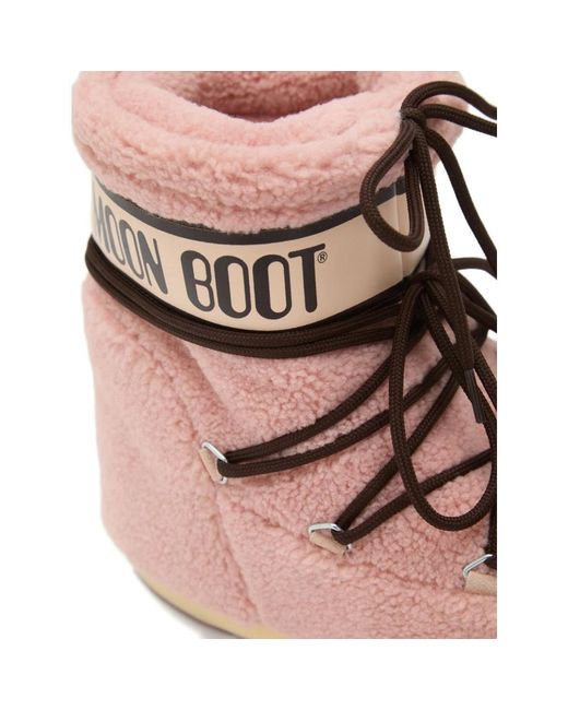 Moon Boot Schoenen ,Roze ,Leer Icon Low Fleece Boots in het Pink