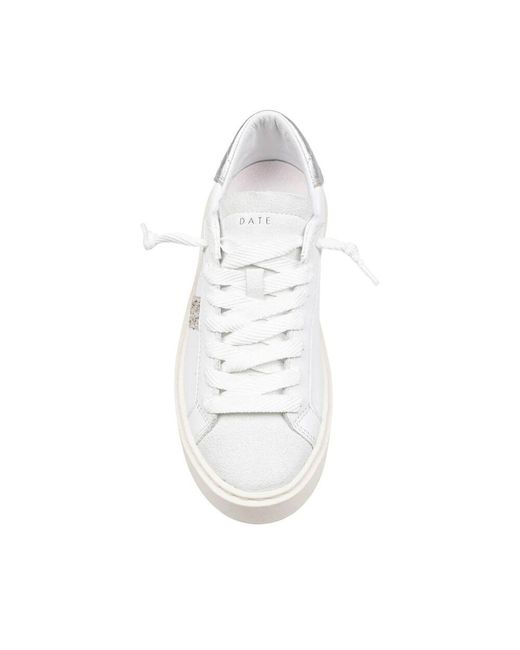 Date White Weiße Ledersneaker Mit Silbernen Details