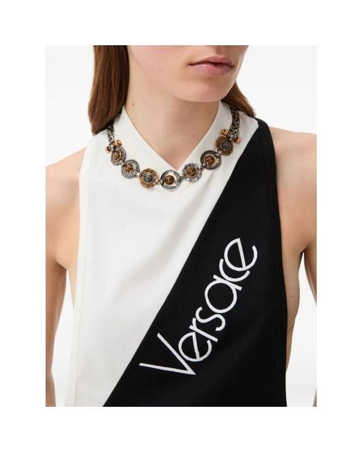 Versace Black Sleeveless Tops