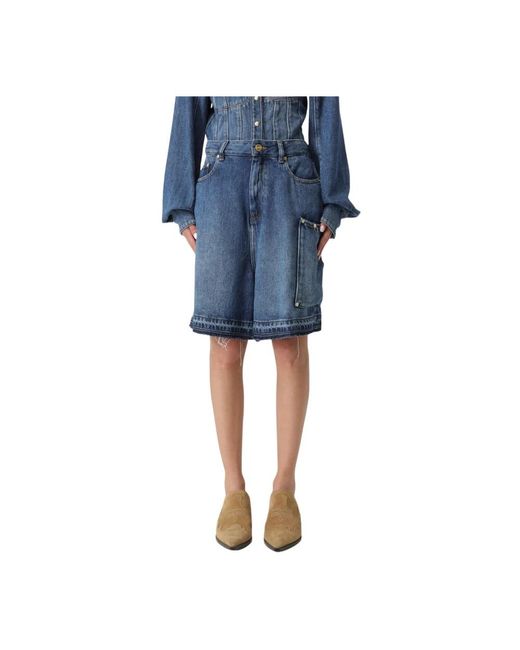 Ganni Blue Praktische Denim-Shorts Mit Taschen