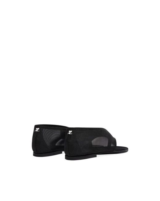 Courreges Black Flat Sandals