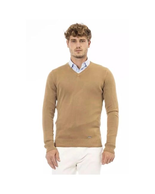Lussuoso maglione con scollo a v in di Baldinini in Natural da Uomo