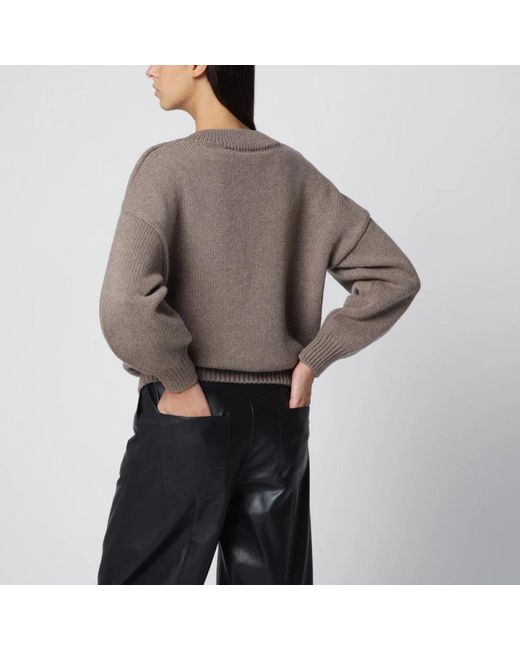 ROTATE BIRGER CHRISTENSEN Brown V-Neck Knitwear