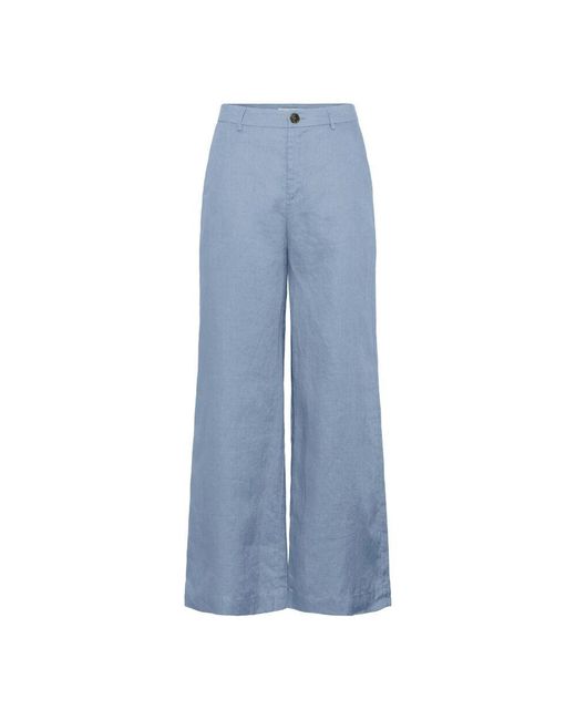 Part Two Blue Weite leinenhose faded denim
