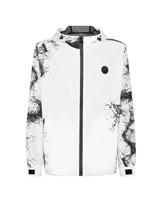 Philipp Plein Fitness ,Wit ,Polyester Splash Windbreaker in het White voor heren