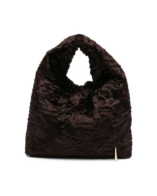La Milanesa Black Strukturierte Braune Top-Griff-Tasche