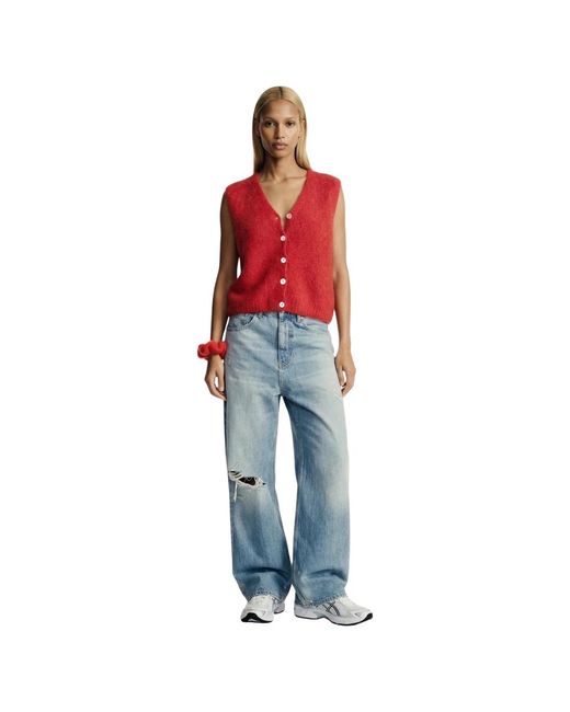 American Dreams Truien & Vesten ,Rood ,Wol Telma Vest in het Red