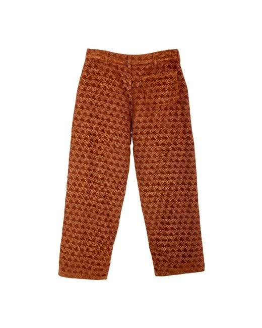 ERL Brown Straight Trousers for men