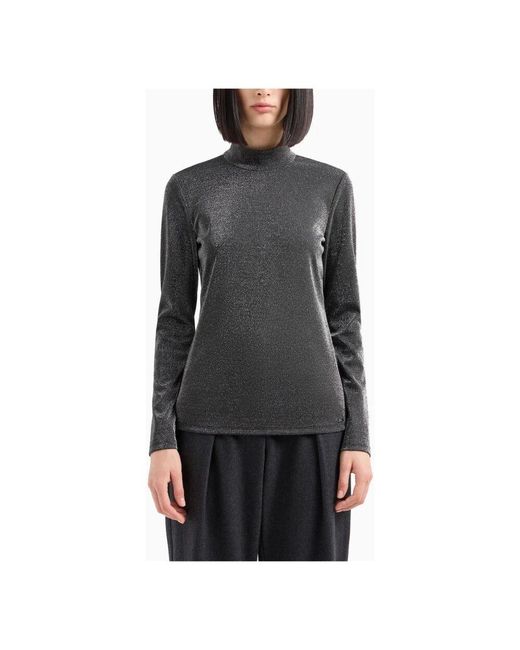 ARMANI EXCHANGE Gray Lurex rollkragen langarm pullover