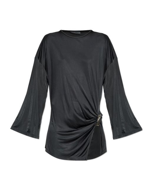The Attico Black Gedrapestes Kleid
