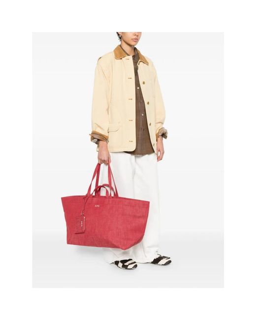 A.P.C. Red Tote Bags