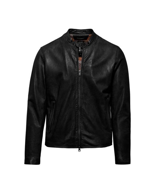 Bomboogie Black Leather Jackets for men