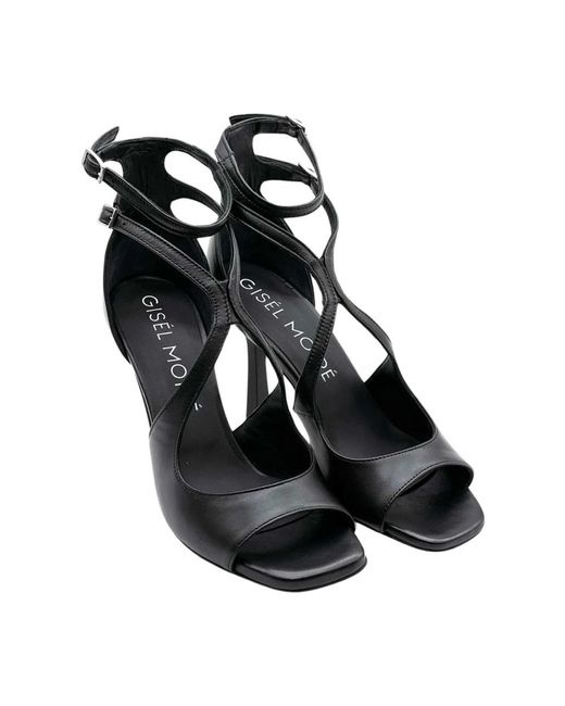 GISÉL MOIRÉ Black Elegante sandalen für hohe absätze