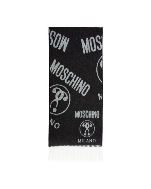 Moschino Logo fransiger wollschal in Black für Herren