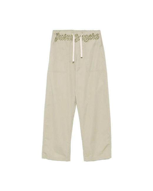 Palm Angels Militärgrüne Logo-Khaki-Hose in Natural für Herren