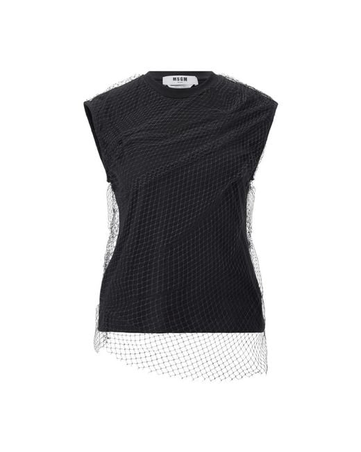 MSGM Black Netzdetail Top Moderner Stil