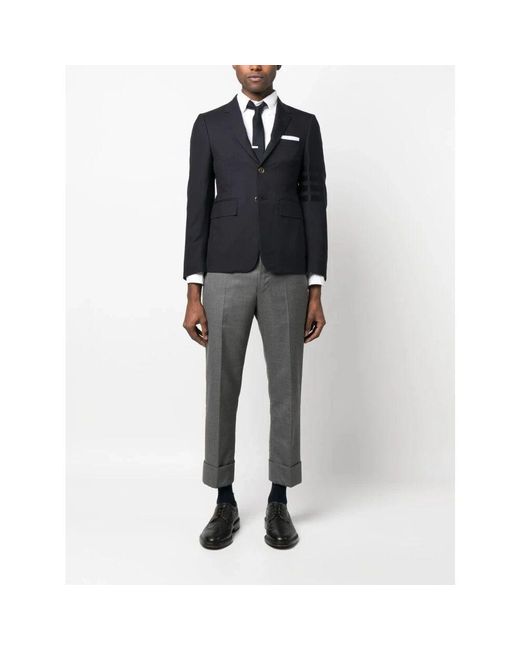 Thom Browne Blaue wolljacke mit webstreifen in Blue für Herren