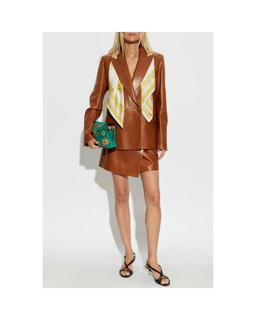 Versace Leren Jas Met Enkele Split in het Brown