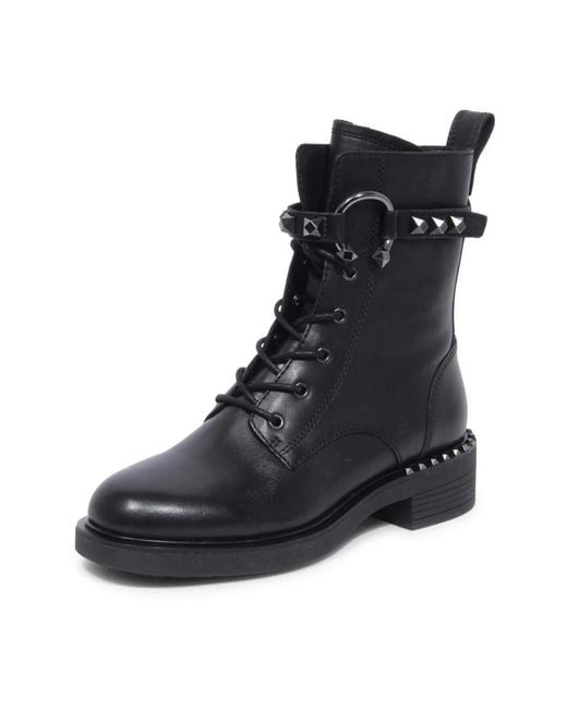 Ash Black Lace-Up Boots