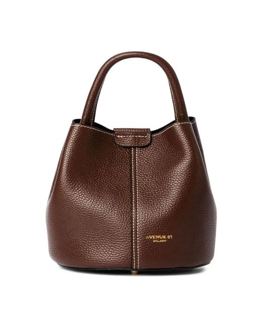 Avenue Brown Braune Leder Bucket Bag Mit Abnehmbarem Riemen