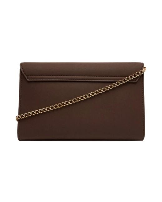 Love Moschino Donkerbruine Schoudertas Met Ketting En Logo in het Brown