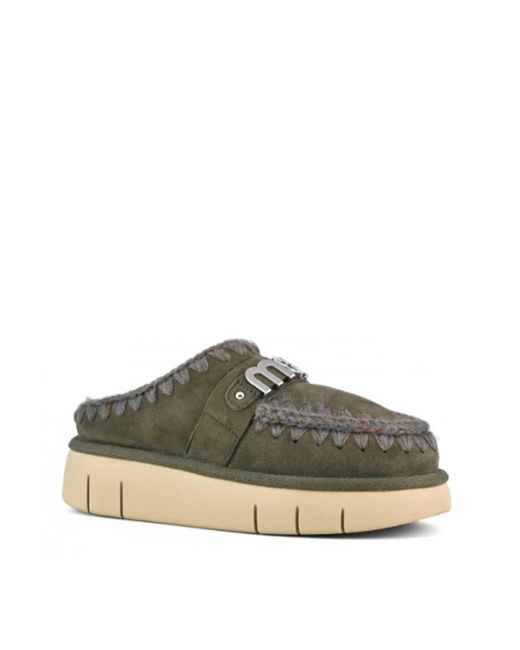 Mou Schoenen ,Groen ,Suède Groene Suède Instap Sneakers in het Brown