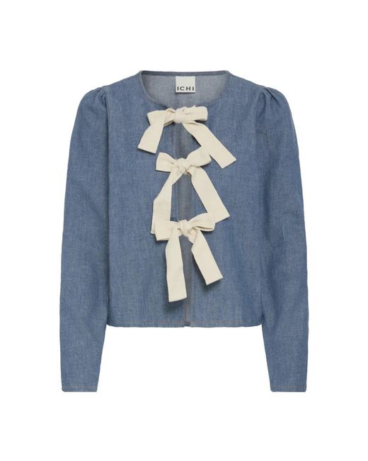 Ichi Jassen ,Blauw ,Denim Ihosana Ls Bluser in het Blue