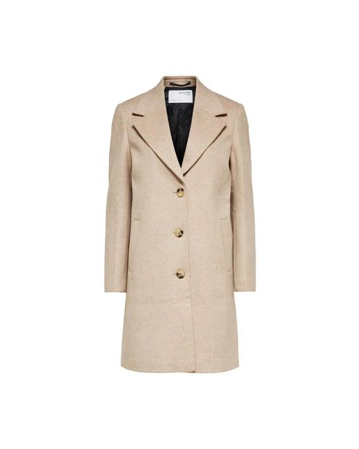SELECTED Single-Breasted Coats in het Natural