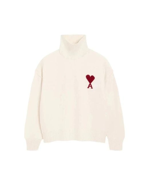 AMI De Coeur Trechterhals Trui in het White voor heren