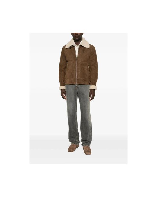 Salvatore Santoro Brown Faux Fur & Shearling Jackets for men
