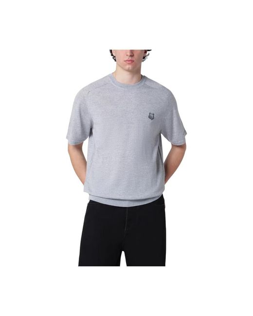 Maison Kitsuné Gray Round-Neck Knitwear for men