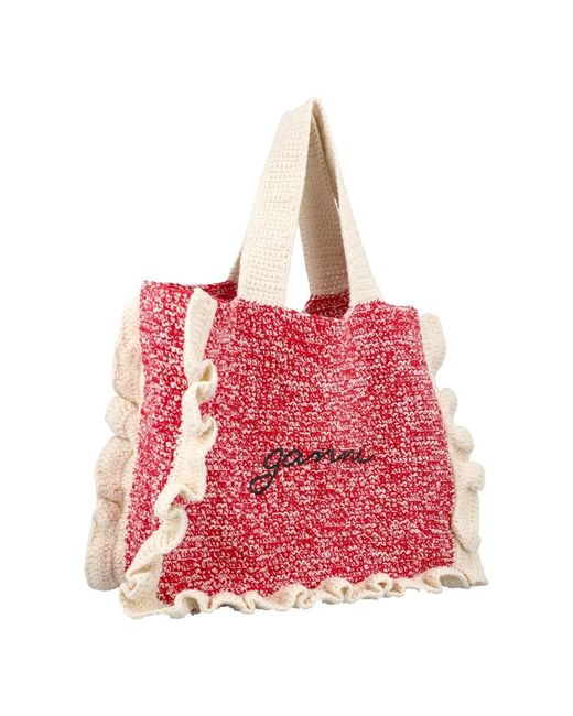 Ganni Red Tote Bags