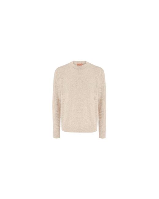 Missoni Crewneck Chevron Pullover in het Natural voor heren
