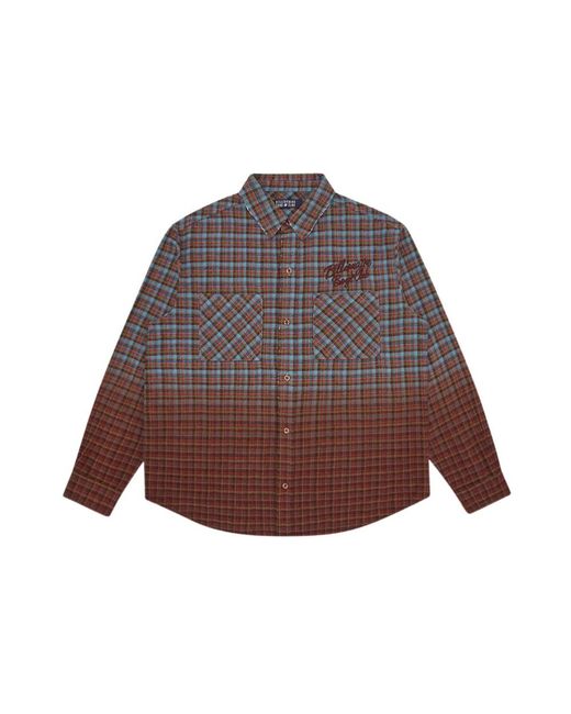 BBCICECREAM Script Dip Dye Check Shirt in het Brown voor heren