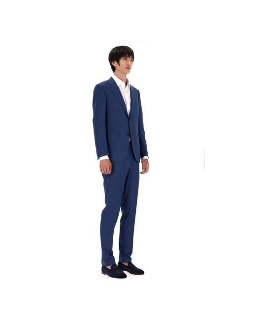 Zegna Blue Single Breasted Suits for men