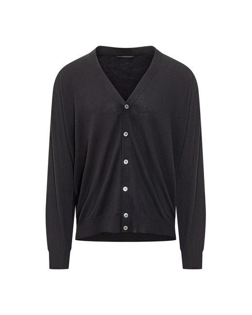 FILIPPO DE LAURENTIIS Truien & Vesten ,Blauw ,Wol Merino Cardigan in het Black voor heren
