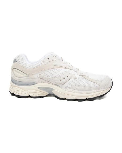 Sneakers bianche con lacci in mesh beige in pelle di Saucony in White