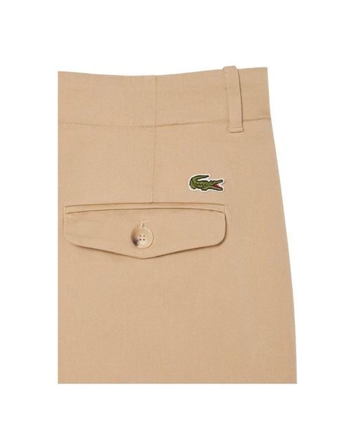 Lacoste Broeken ,Bruin ,Wide Leg Stretch Broek in het Natural